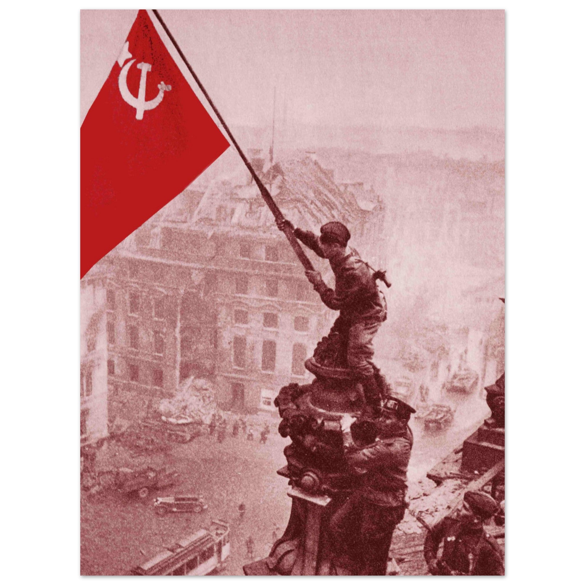 4244825 Scarlet banner of Victory waiving over the burning Reichstag