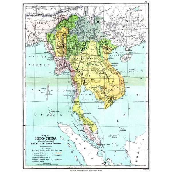 4376353 Scottish map of Greater Indochina and Malay Peninsula, 1886