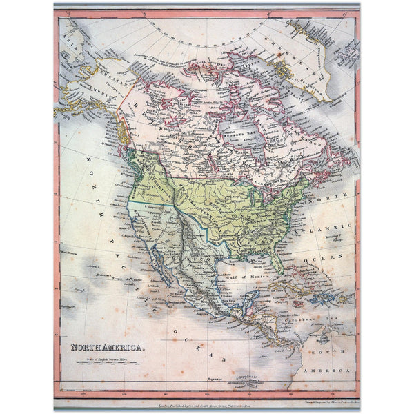 4389560 Hand coloured map of North America c 1836