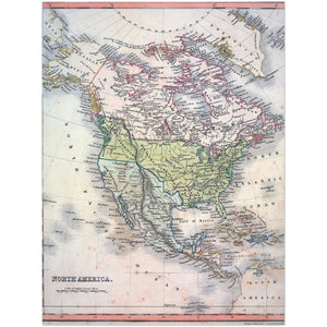 4389560 Hand coloured map of North America c 1836