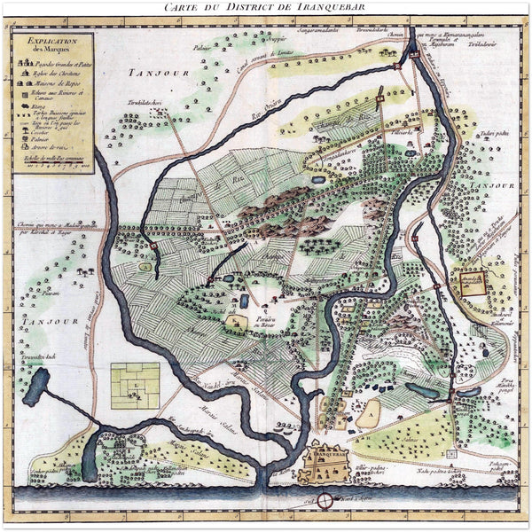 4452408 Tharangambadi, Tamil Nadu, India map by Jacques-Nicolas Bellin c 1755