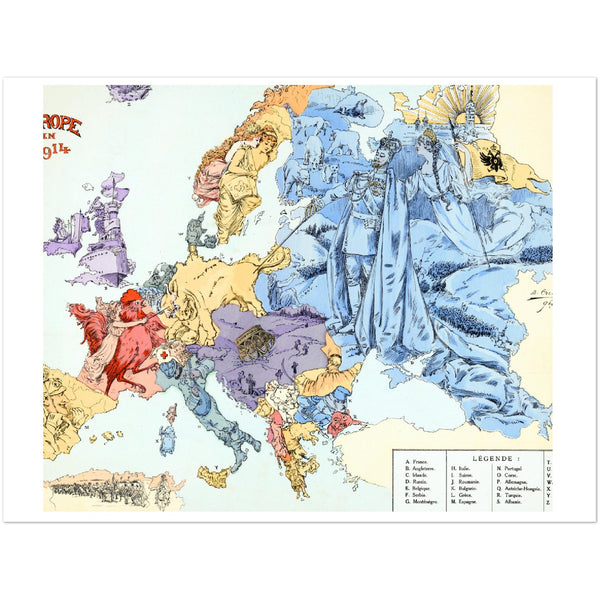 4150720 Satirical map of Europe in 1914