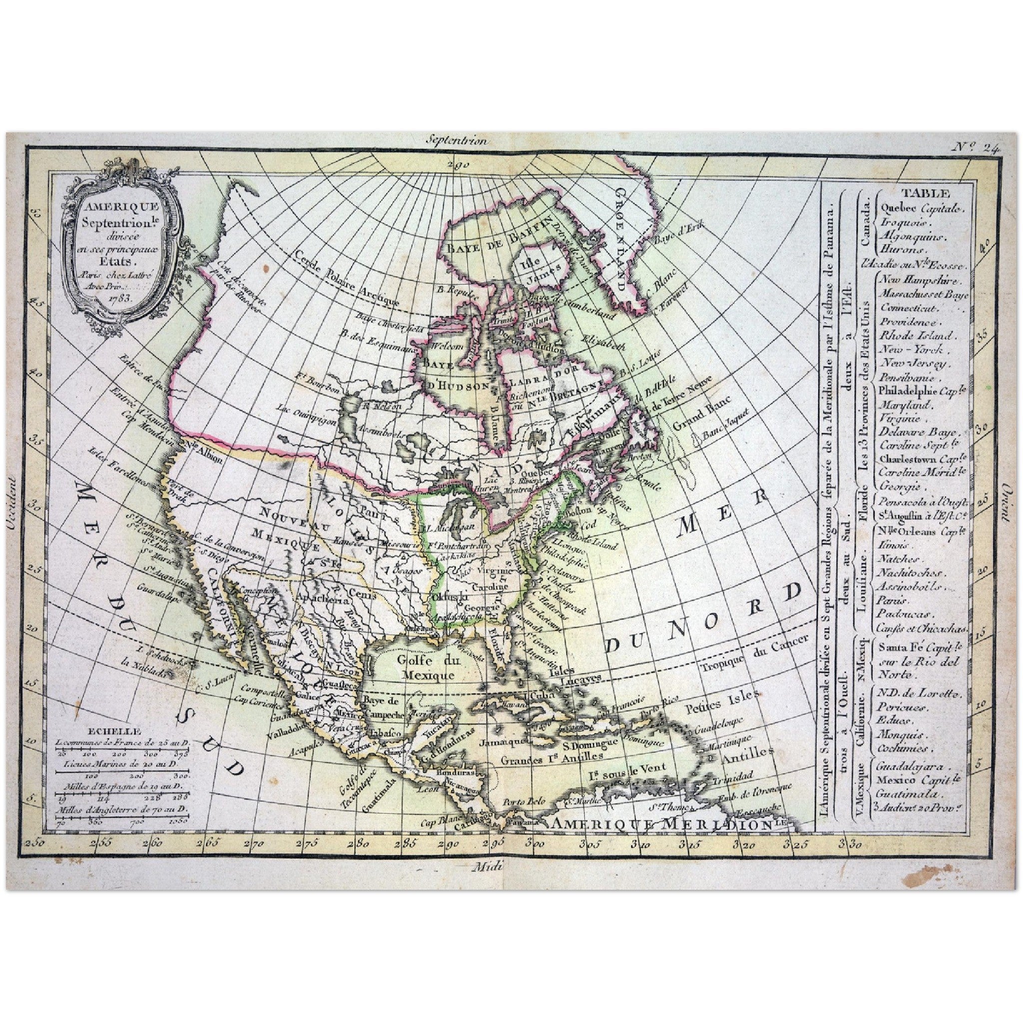 4389488 North America divided into its principal nations 1783