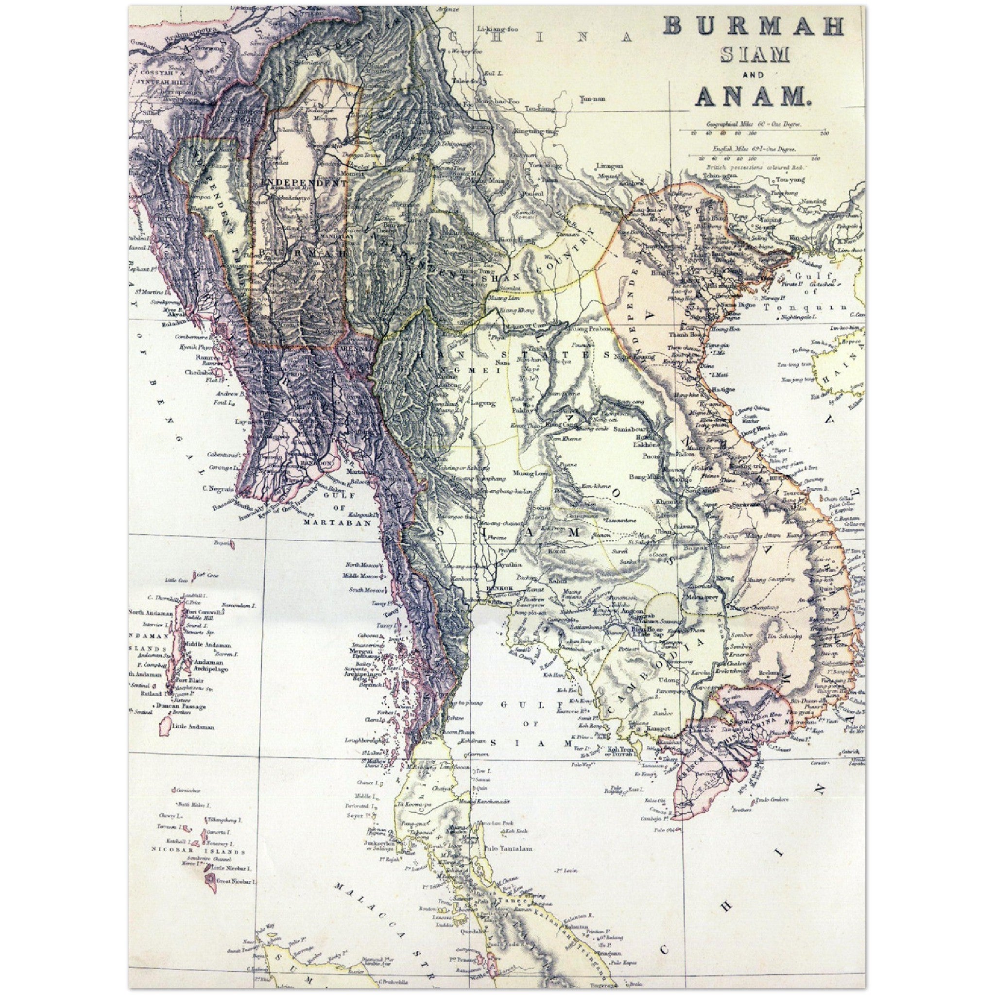 4376252 Burmah, Siam and Anam, map of Greater Indochina 1886