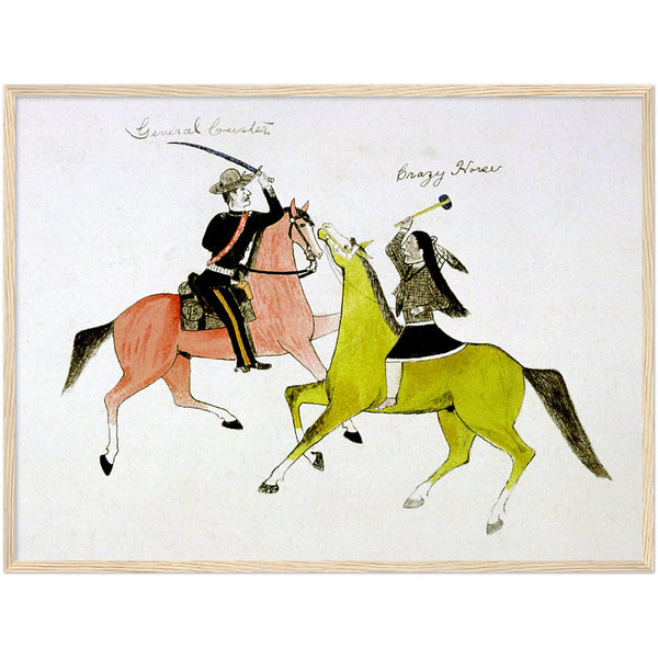 948749 Conflict between General George Custer (1839-76) and Crazy Horse (Sioux Indian). Painting on cloth by Kills Two (1869-1927)