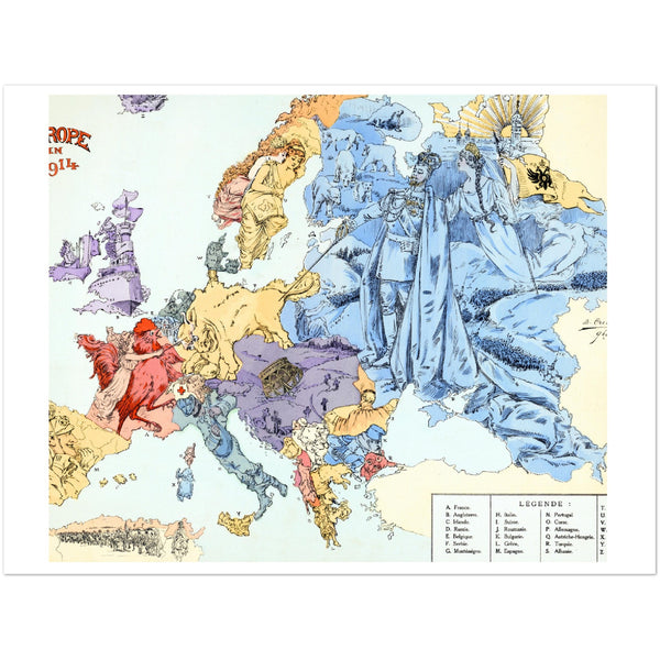 4150720 Satirical map of Europe in 1914