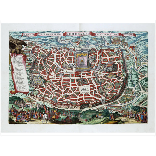 4444002 Dutch map of Jerusalem from the Kansel Bible