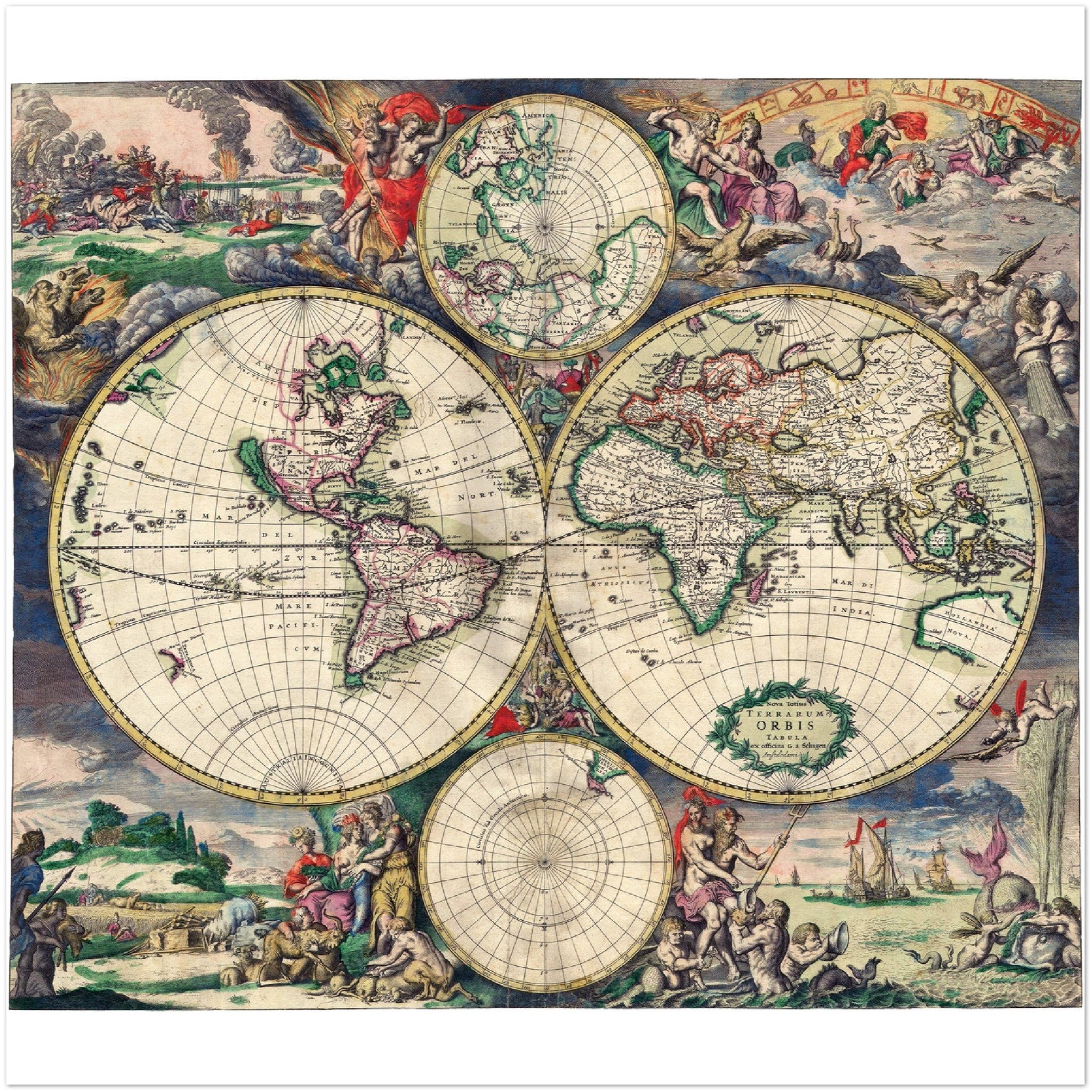 4393813 Dutch World Map 'Nova totius terrarum orbis tabula Amstelodam 1682